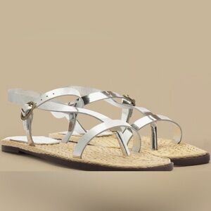 NIB FARM Rio Silver Cross Strap Sandal Size 10